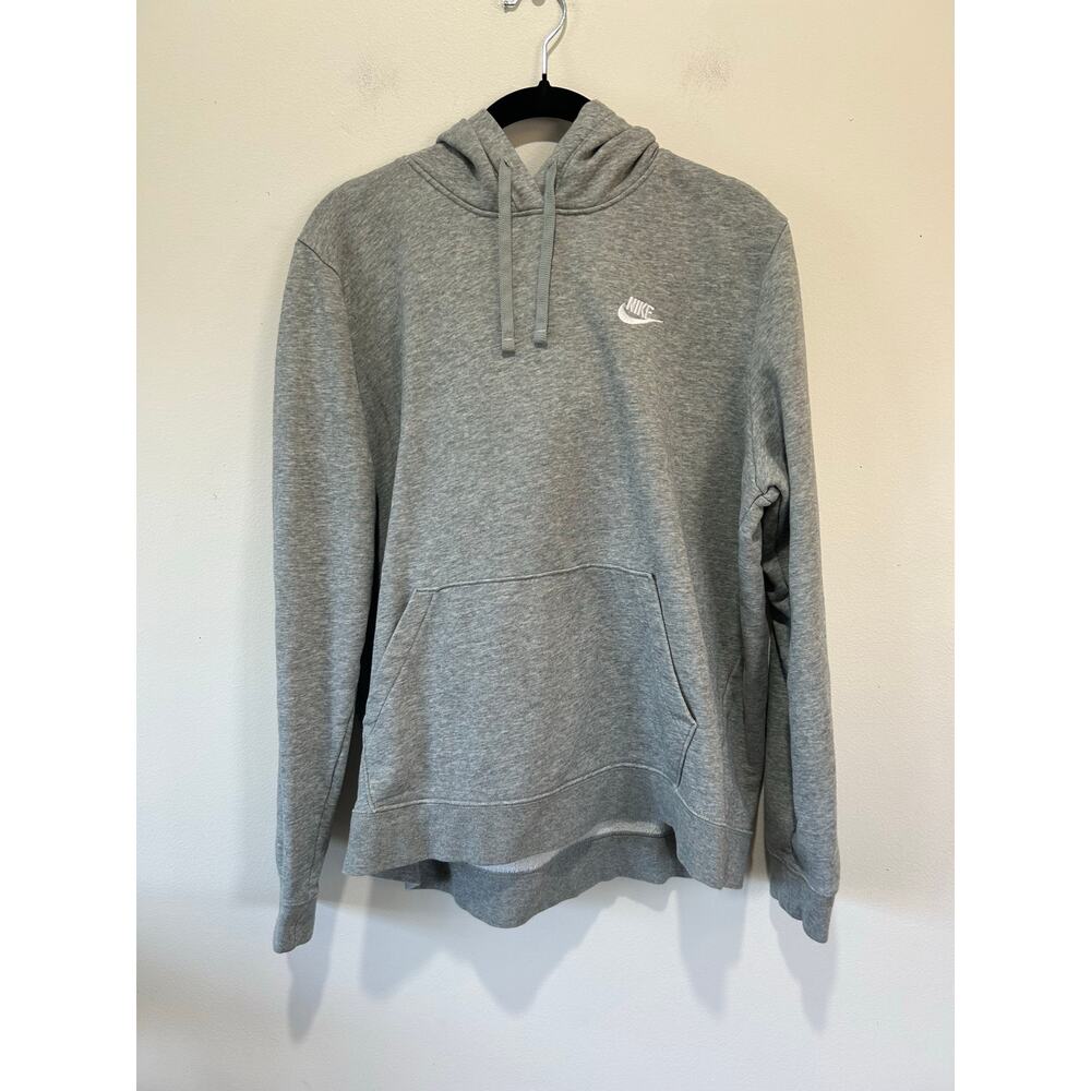 Nike hoodie front swoosh logo grey womens L light weight classic